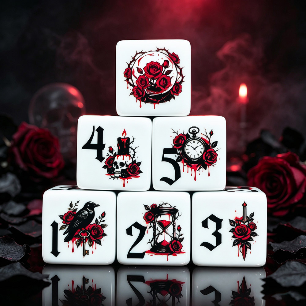 Board Game Dnd - 12Pcs Gothic Rose 16MM Printed D6