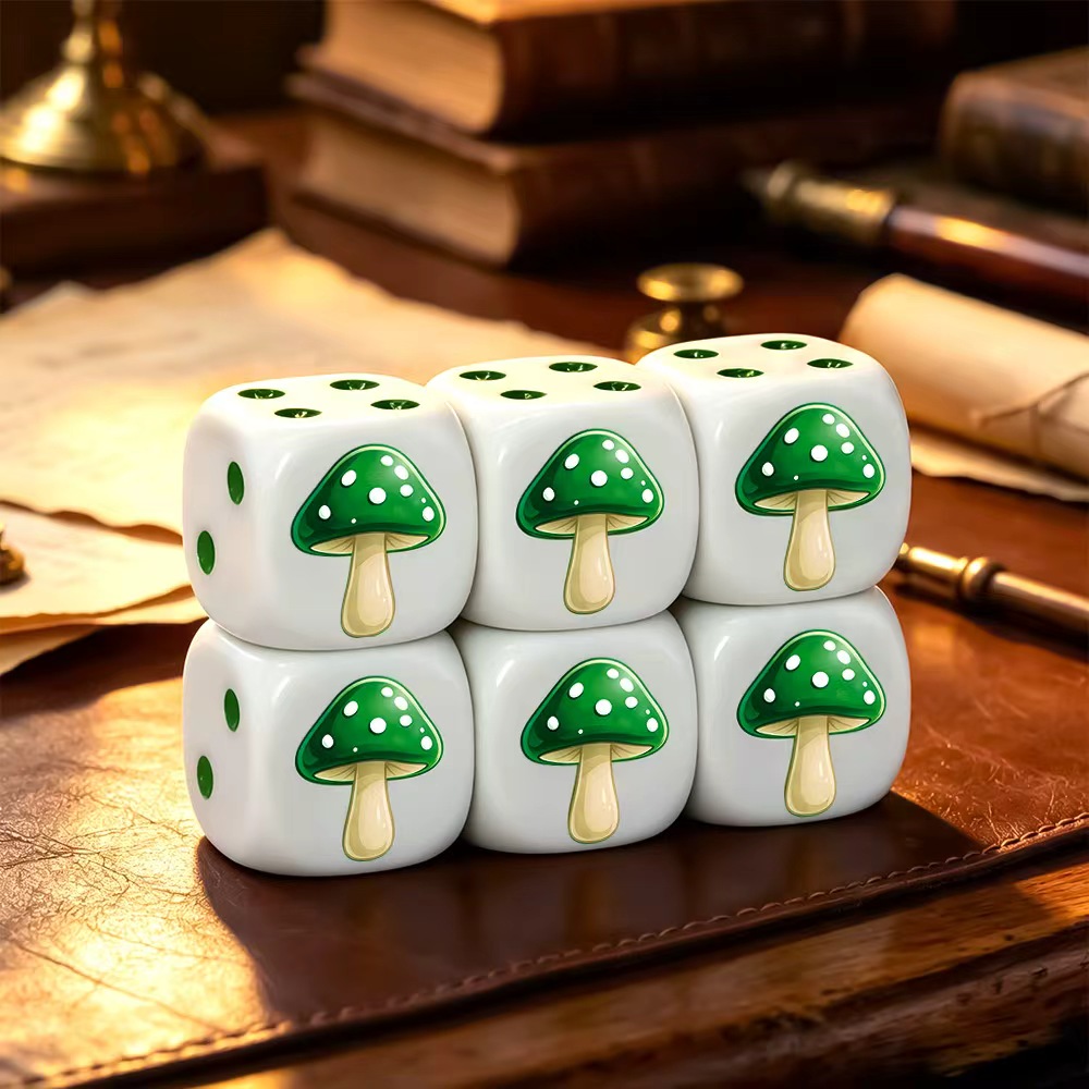 Board Game Dnd - 6Pcs Cute Green Mushroom D6 Dice