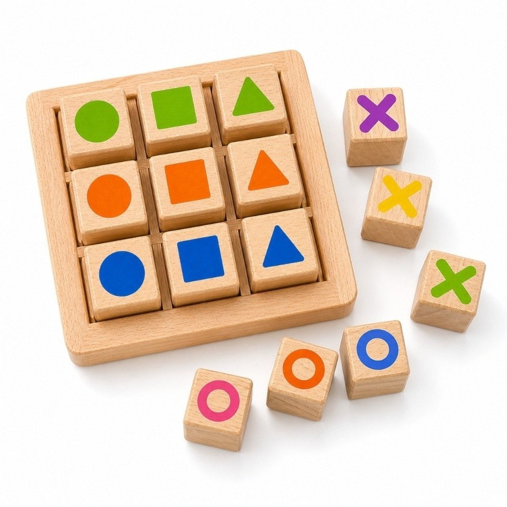 Board Game For 5 Players - Portable Wooden Tic Tac Toe Wooden