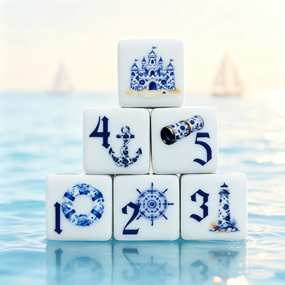 Board Game Dnd - 12Pcs Blue Nautical 16MM Printed D6