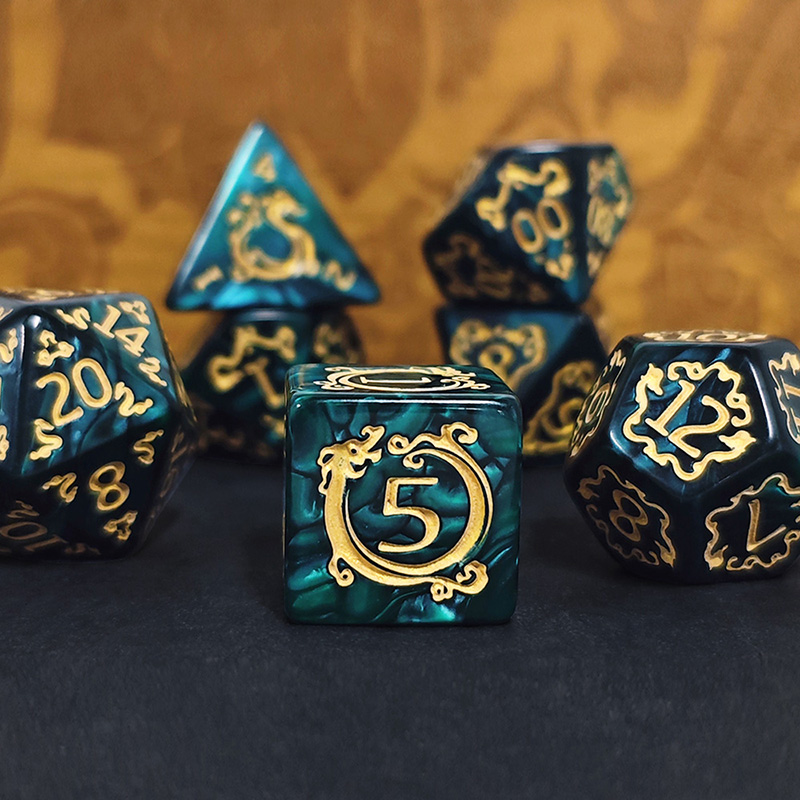 Board Game Dnd - 7pcs DND Dice 7Pcs/set Dragon Pattern
