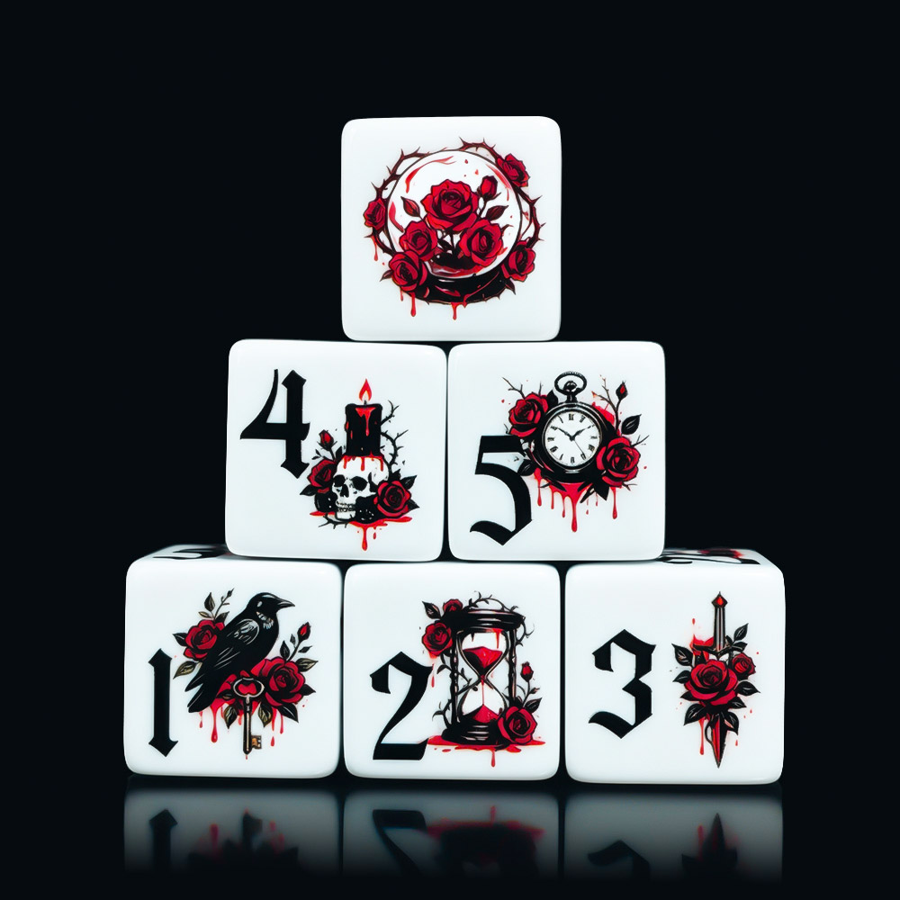 12Pcs Gothic Rose 16MM Printed - Board Game Dnd ulasan dan harga