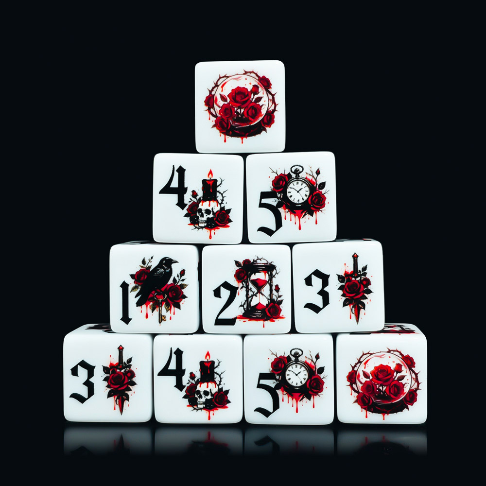 12Pcs Gothic Rose 16MM Printed - Board Game Dnd ulasan dan harga