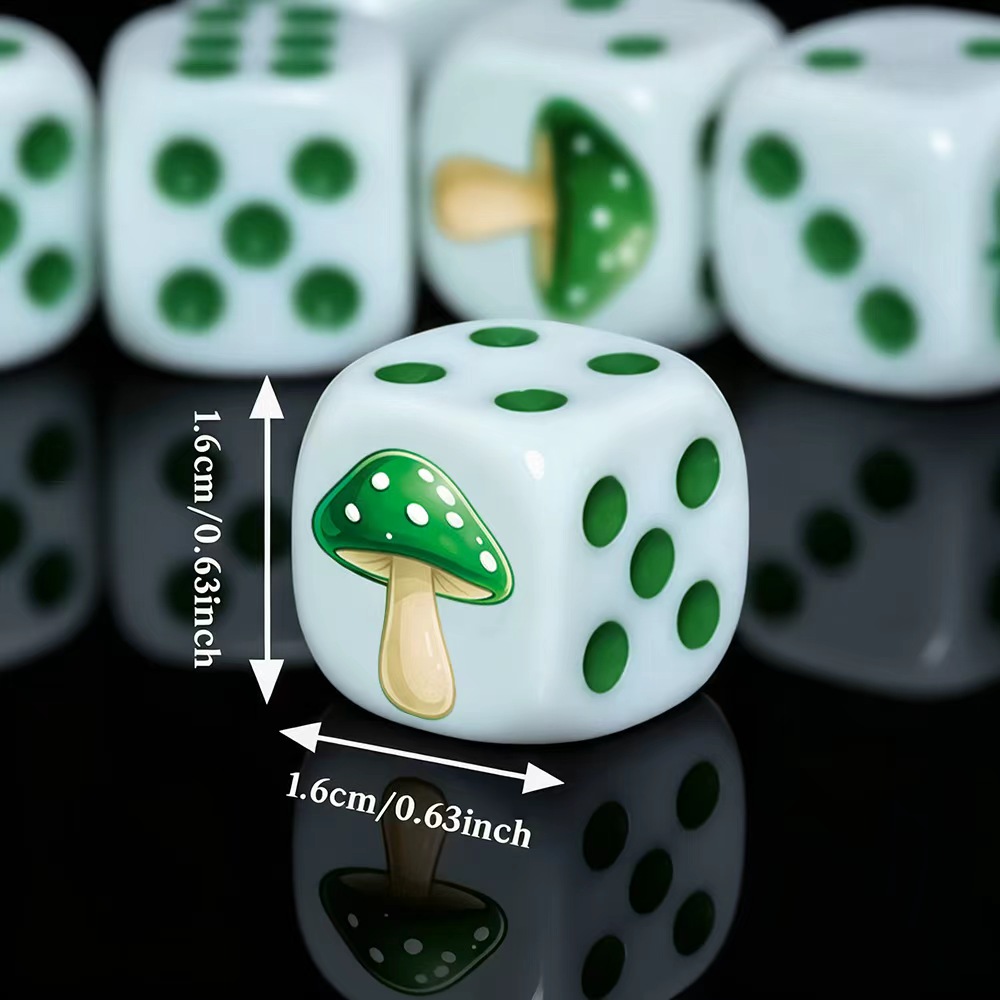 6Pcs Cute Green Mushroom D6 Di - Board Game Dnd ulasan dan harga