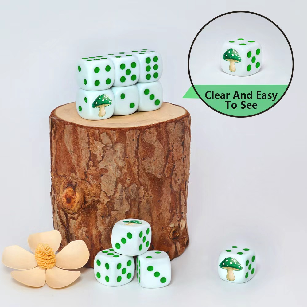 6Pcs Cute Green Mushroom D6 Di - Board Game Dnd ulasan dan harga