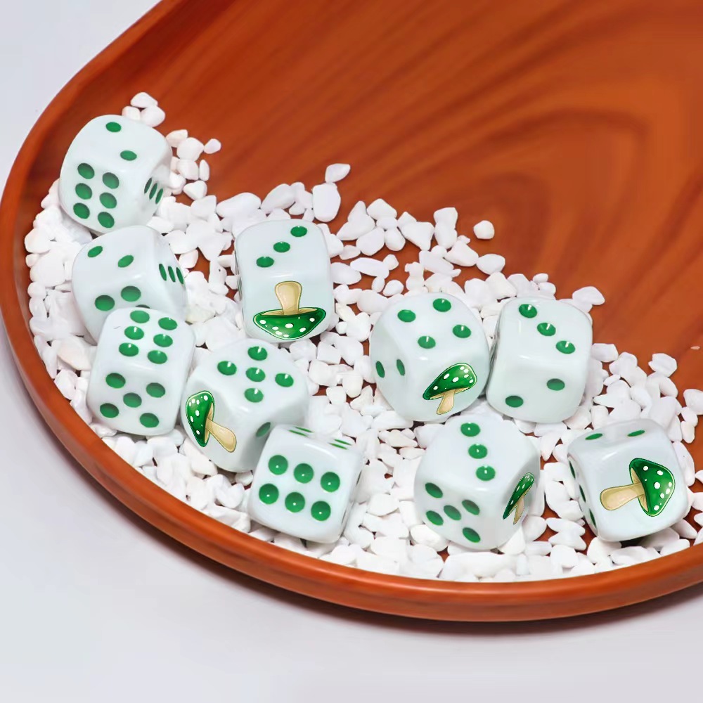 6Pcs Cute Green Mushroom D6 Di - Board Game Dnd ulasan dan harga