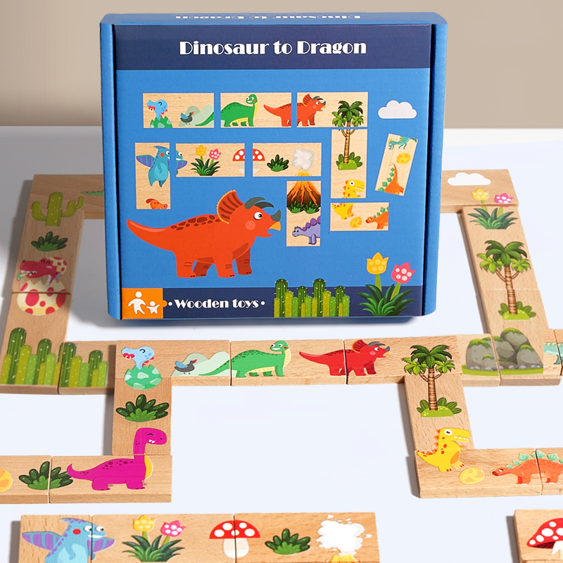 Wooden Dinosaur Domino Matchin - Board Game Oath ulasan dan harga