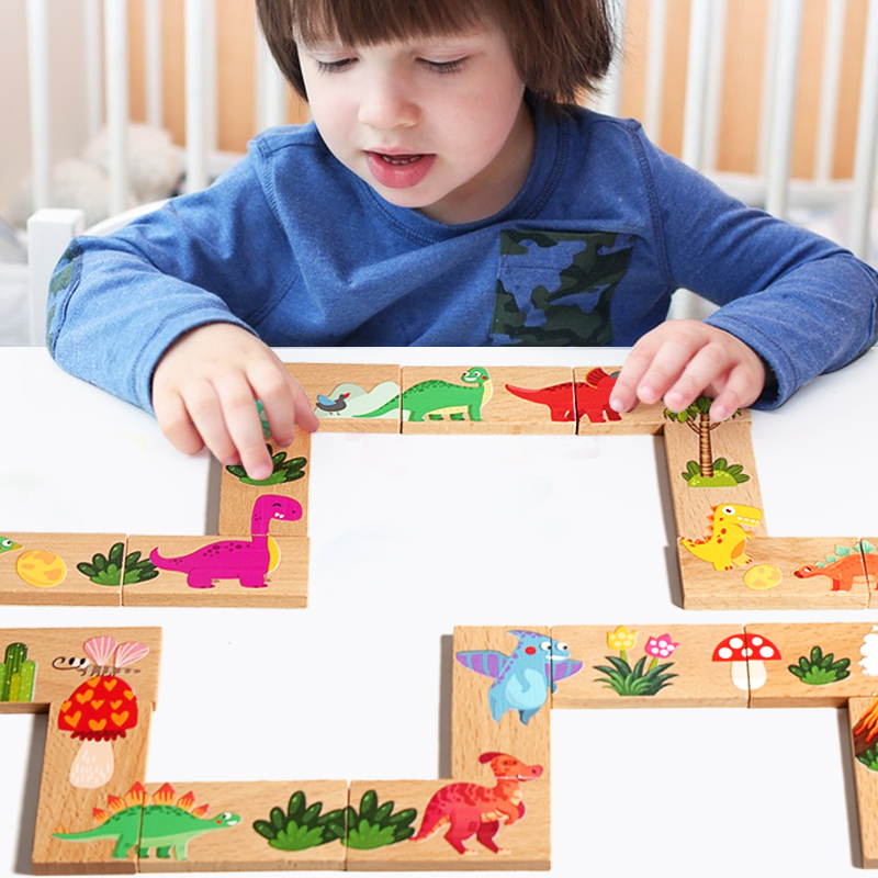 Wooden Dinosaur Domino Matchin - Board Game Oath ulasan dan harga