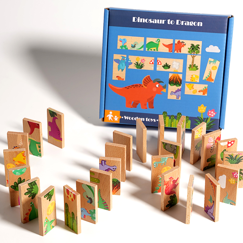 Wooden Dinosaur Domino Matchin - Board Game Oath ulasan dan harga