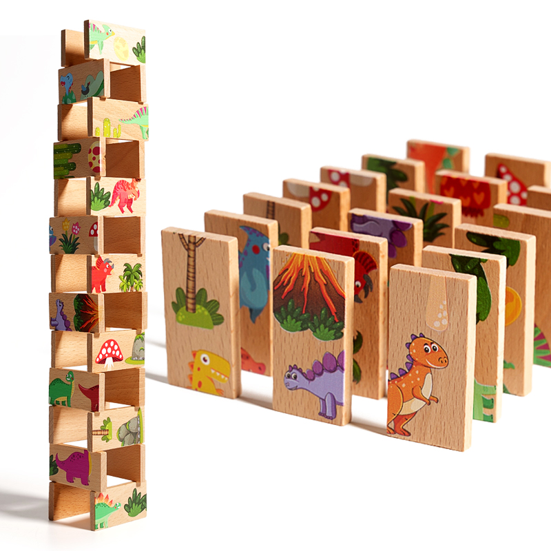 Wooden Dinosaur Domino Matchin - Board Game Oath ulasan dan harga