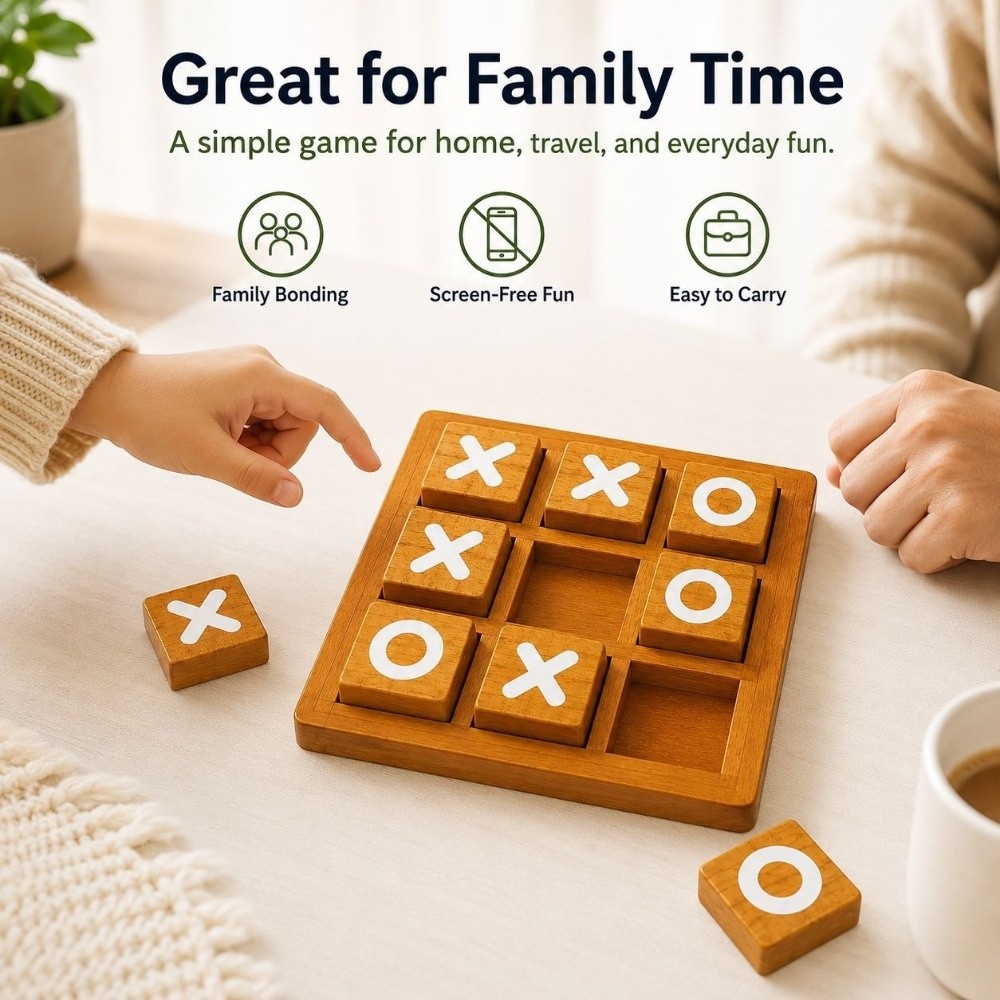 Portable Wooden Tic Tac Toe Wo - Board Game For 5 Players ulasan dan harga