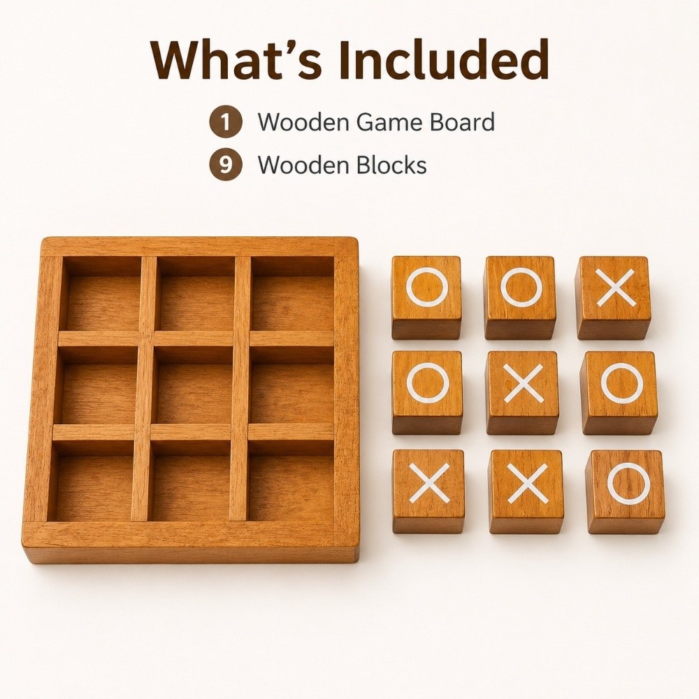 Portable Wooden Tic Tac Toe Wo - Board Game For 5 Players ulasan dan harga