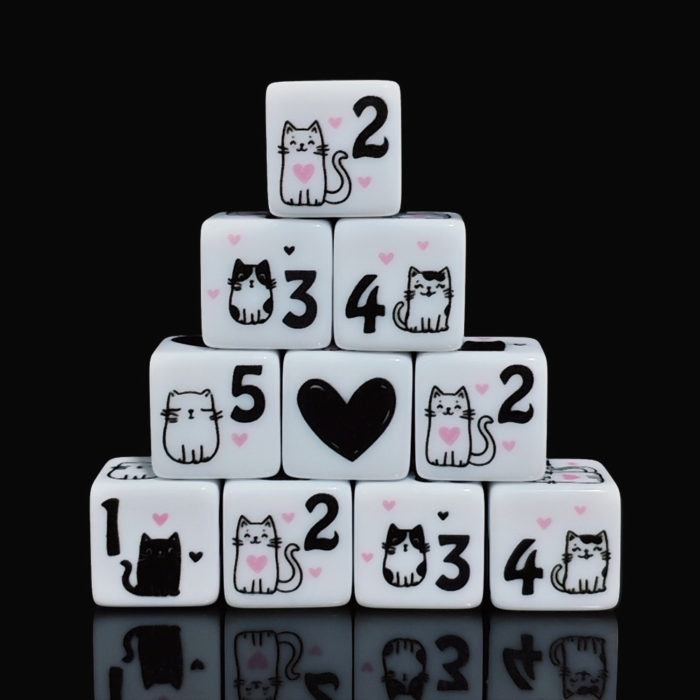 12Pcs/Set 16mm Cute Cat Dice,  - Board Game Dnd ulasan dan harga