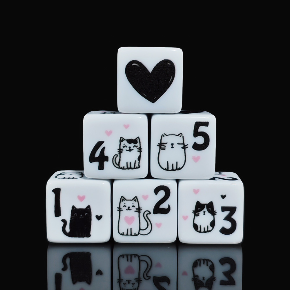 12Pcs/Set 16mm Cute Cat Dice,  - Board Game Dnd ulasan dan harga