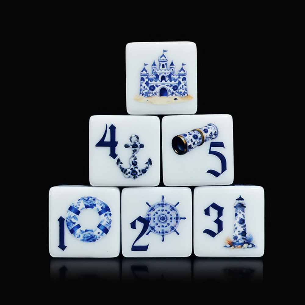 12Pcs Blue Nautical 16MM Print - Board Game Dnd ulasan dan harga