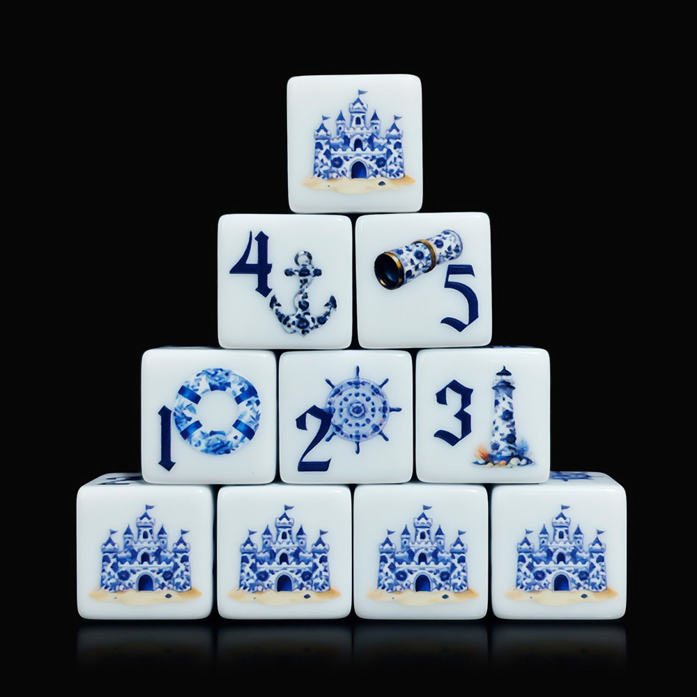 12Pcs Blue Nautical 16MM Print - Board Game Dnd ulasan dan harga