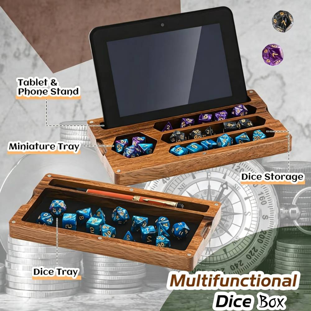 Wooden Dice Storage Box Walnut - Board Game Review ulasan dan harga