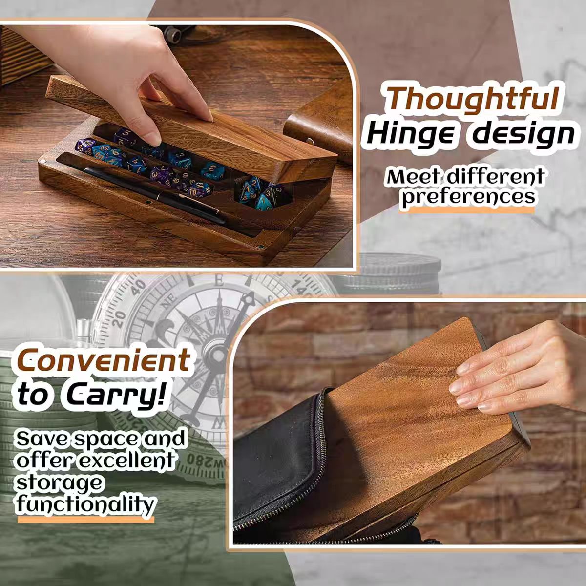 Wooden Dice Storage Box Walnut - Board Game Review ulasan dan harga